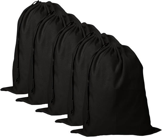 5 Pack Shoe Bags for Travel, Washable Dust Bags for Storage & Packing 17.7" x 13.8" Dustproof Shoe Bags Duster Flannel Shoes Storage with Drawstring Closure for Boots Handbags Shoes & Toys (Black)