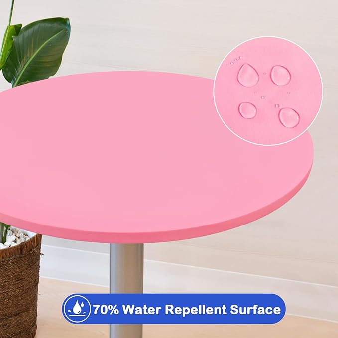 Wolkemer 2 Pack 3 Foot Pink Fitted Tablecloth 36 Inch Round Elastic Edges Table Cloth, Spandex Stretch Table Cover with Machine Washable Fabric for Wedding Party Picnic Dining Indoor Outdoor