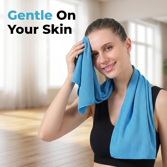 Cooling Towels for Neck and Face, 4 Pack 35.4"x11.8" Microfiber Ice Towel, Soft Sweat-Absorbing Breathable Chilly Towel for Sports, Gym, Running, Yoga, Camping (4, J)
