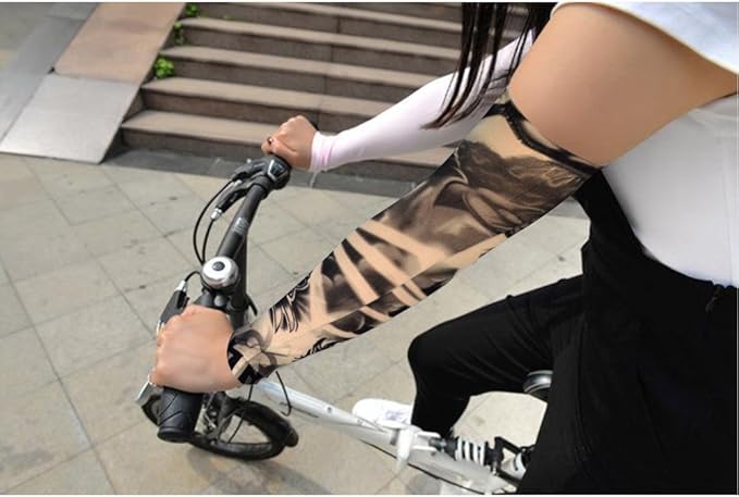 HOVEOX 20pcs Temporary Tattoo Arm Sleeves Arts Fake Slip on Arm Sunscreen Sleeves Body Art Stockings Protector -Designs Tribal, Tiger, Dragon, Skull, and Etc Unisex Stretchable Cosplay Accessories