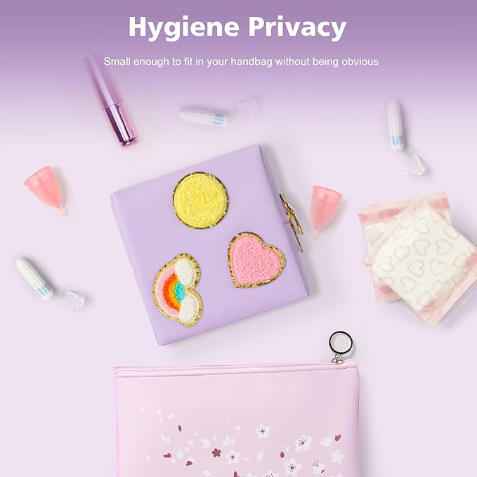 airogym Period Bag for Ladies, Sanitary Napkin Storage Bag, Functional PU Leather Sanitary Pad Bags for Panty Liners, Tampons, Menstrual Cup Pouches, Sanitary Pads Organizer
