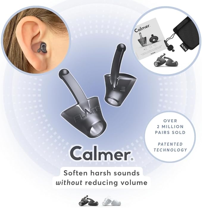 Flare Audio Calmer | Noise Reducing Ear Plugs Alternative | Silicone Reusable Ear Plugs for Noise Sensitivity, Focus and Travel | Ear Plugs for Noise Reduction (pro mini, Black)