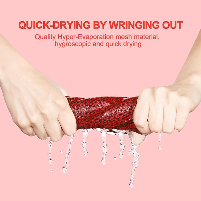 Honoson 10 Pcs Cooling Towel Bulk - Neck & Face Cool Chilly Towels Microfiber Breathable Sport Sweat Rag for Gym, Yoga, Travel, Camping, Running, Outdoor (Red)