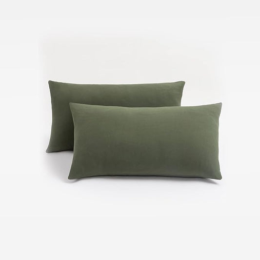 Jersey Knit Small Pillowcases - Mini Pillow Cases for Travel or Toddler Pillows Sized 12x16, 13x18 or 14x20, Ultra Soft Envelope, Microfiber, Set of 2, Dark Olive