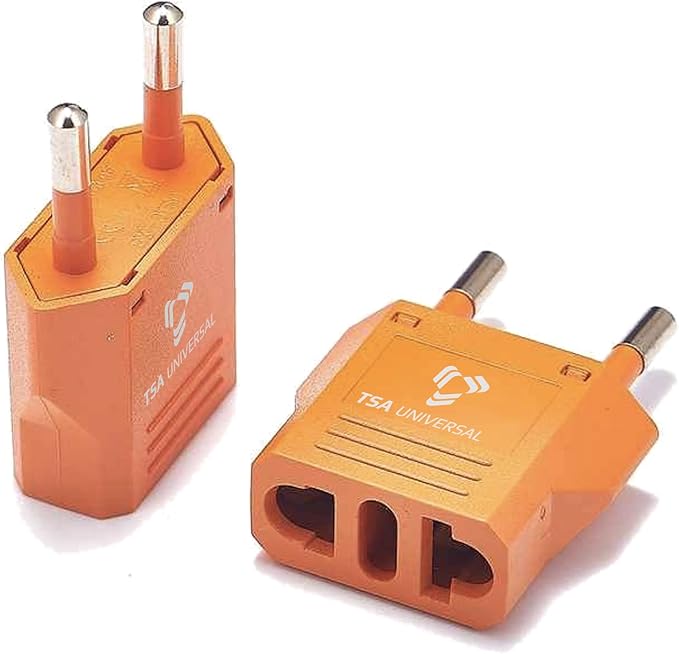 United States to Greece Travel Power Adapter to Connect North American Electrical Plugs to Greek Outlets for Cell Phones, Tablets, Laptops, eReaders, and More (2-Pack, Orange)