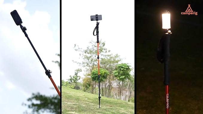 Selfie Trekking Pole – Ultralight 7075 Aluminum Hiking Poles with Built-in 1/4” Mount, Selfie Clamp, Tripod & Camera Kit – Adjustable Flip-Lock Walking Stick for Men & Women