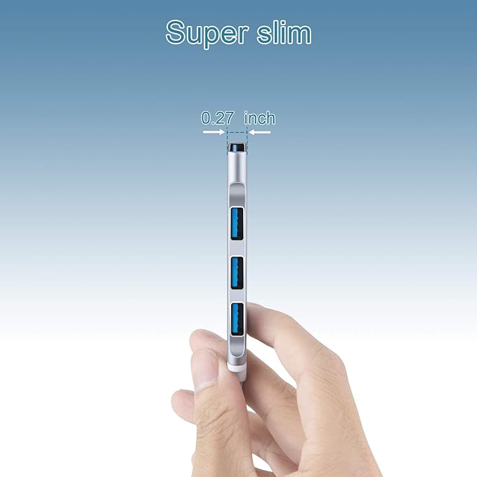 4-Port USB Hub Port Splitter: USB Port Expander - USB 3.0 Hub USB Dongle Multiport for Office Laptop PC Dell HP - Aluminum Alloy