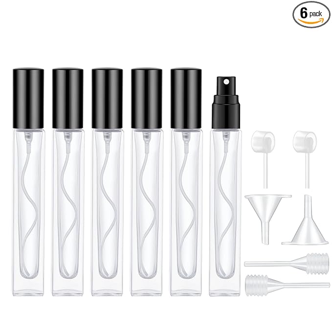 Lil Ray 10ml Perfume Atomizer for Men & Women. Refillable Glass Spray Bottle. Portable Fragrance Bottle for Travel,Party (6PCS)