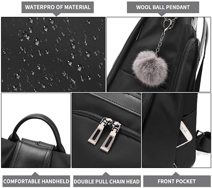 PINCNEL Women Backpack Purse Waterproof Nylon Anti-theft Rucksack Lightweight Shoulder Bag