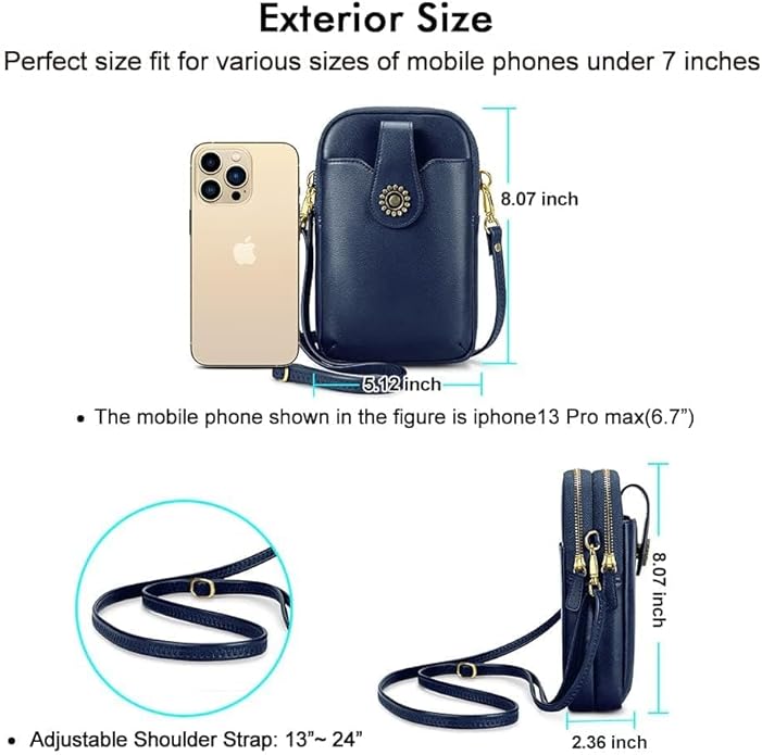 Peacocktion Small Crossbody Bags for Women, Leather RFID Cell Phone Purse, Trendy Travel Crossbody Purses with Zipper