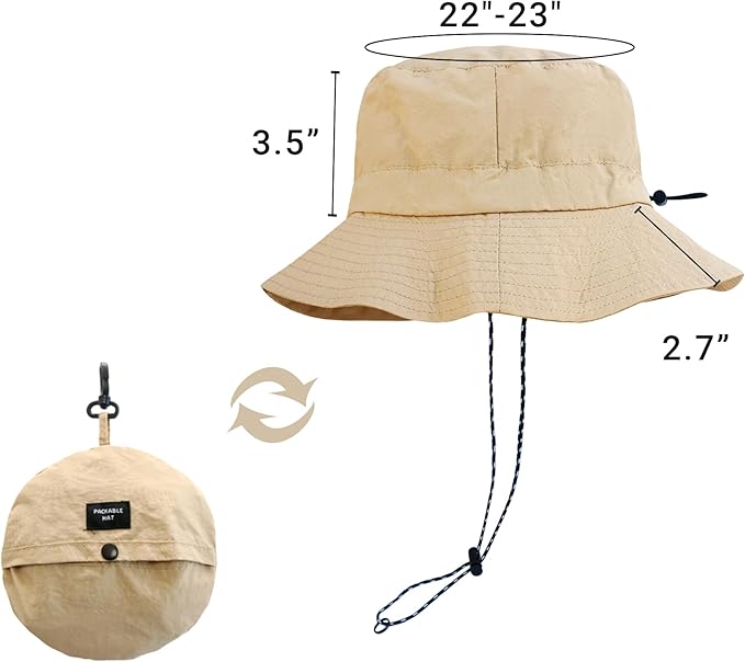 PFFY Packable Sun Bucket Hat for Men Women Outdoor UV Protection Sun Hats Waterproof Lightweight Hiking Outdoor Cap