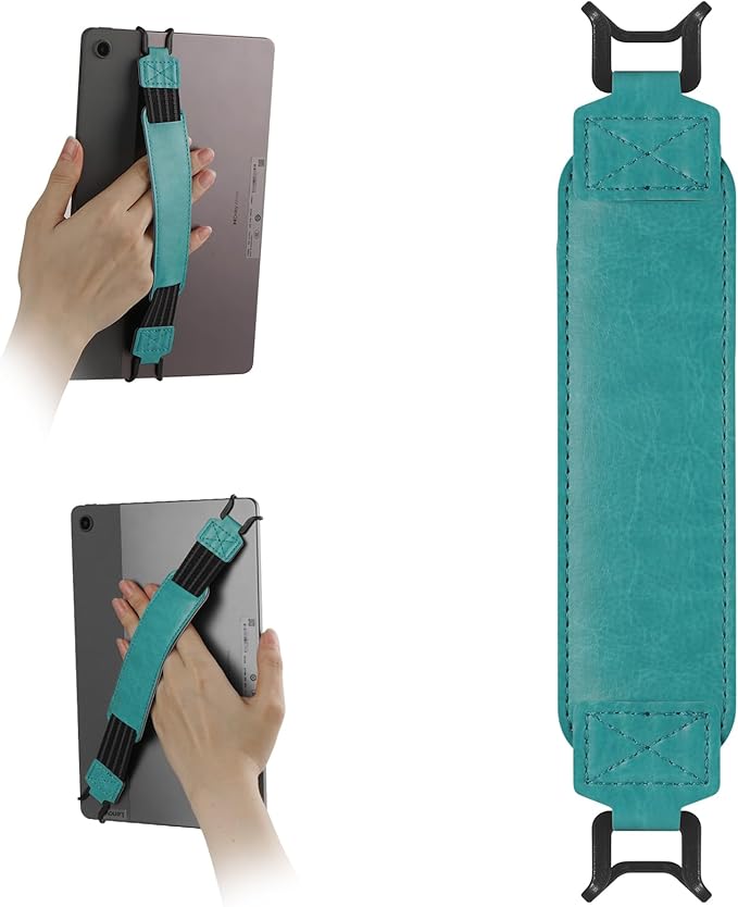 HoYiXi Soft Hand Strap for 9-11 Inch eReaders & Fire Tablet Compatible with Fire HD 10/iPad 9.7 /iPad mini/Galaxy Tab A8 A9/Huawei Lightweight Black High-Elasticity Finger Grip Holder -Cyan