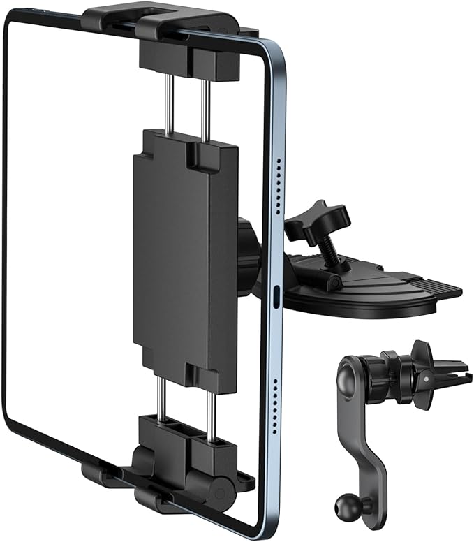 PLDHPRO iPad Holder for Car CD Slot, Adjustable Tablet Mount Air Vent Stand Compatible with 5.5'' -14.6'' Phone, iPad mini/Air/Pro, Galaxy Tab, Z Fold, Vehicle GPS Navigation Accessories