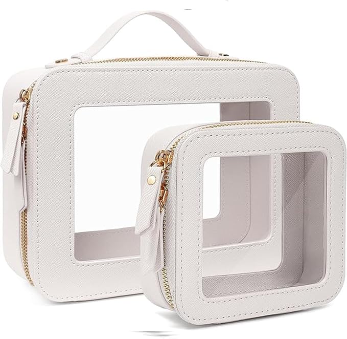 Travel Clear Makeup Bag Set, TSA Approved Cosmetic Bag Case with Zipper Portable Makeup Pouch Toiletry Bag Traveling Cosmetic Organizer Storage Bag Car Organizer Car Essentials