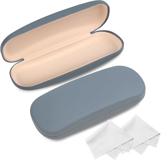 Joyberg Glasses Case, 2 Pack Eyeglass Case with Cleaning Cloth, Glasses Case Hard Shell Fits Most Glasses
