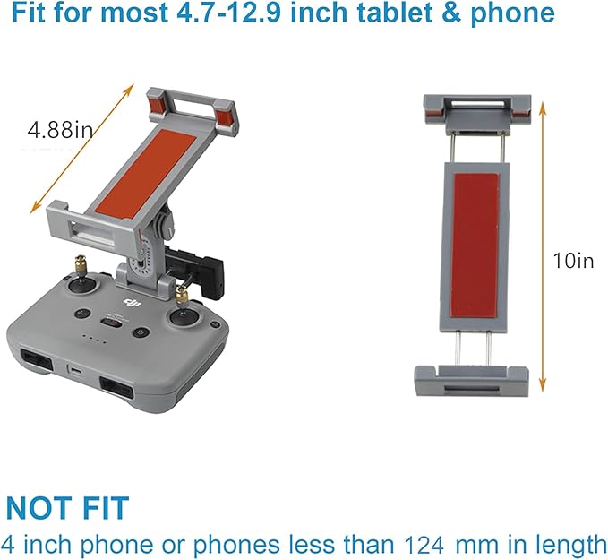 Hanatora RC-N3 N2 N1 N1C Remote Controller 4.7-13 Inch Tablet Holder Mount for DJI Flip,Neo,Air 3S/3/2S/2,Mavic 3 Classic,Mini 4K/5/4 Pro/3/2/2 SE Drone,Extended Control Phone Clip with Lanyard