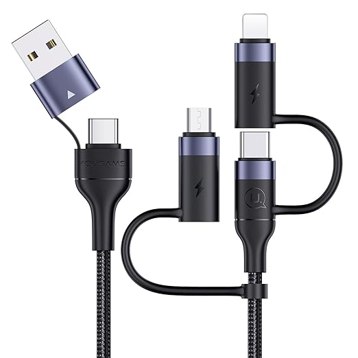 PD 60W USB C Multi Fast Charging Cable Nylon Braided Cord 5-in-1 3A USB/C to Type C/Micro/Phone Fast Sync Charger Adapter Compatible with Laptop/Tablet