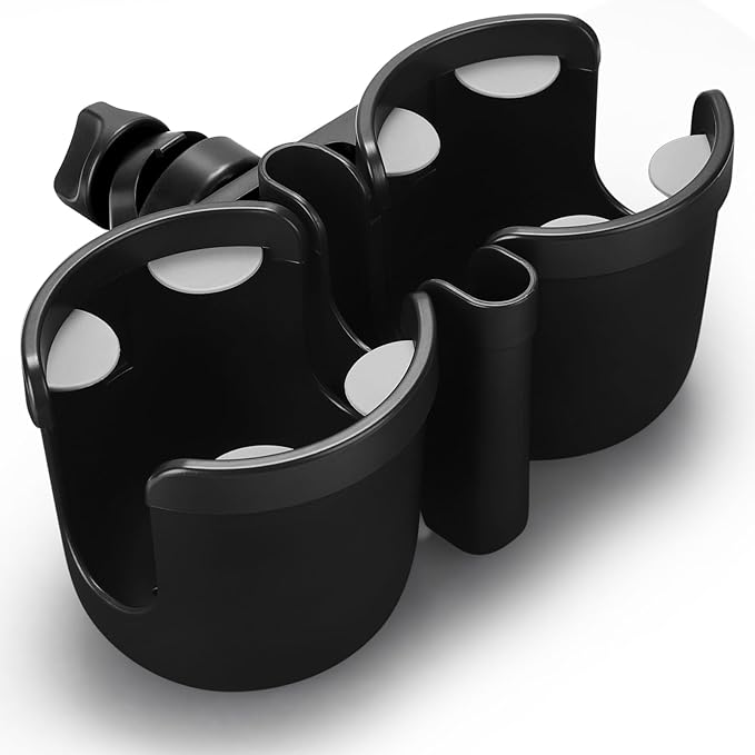 Accmor Stroller Cup Holder with Phone Holder, Bike Cup Holder, Universal Cup Holder for Uppababy Nuna Doona Strollers, 2-in-1 Cup Holder for Walker, Wheelchair, Scooter