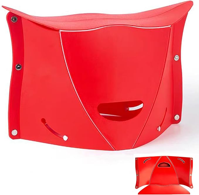 Folding Portable Outdoor Stool, Thickness of 0.5 in, Quick Opens for Camping Hiking Picnic Fishing Subway, Lightweight Foldable Travel Potty Stool, Footrest for Air Travel Red