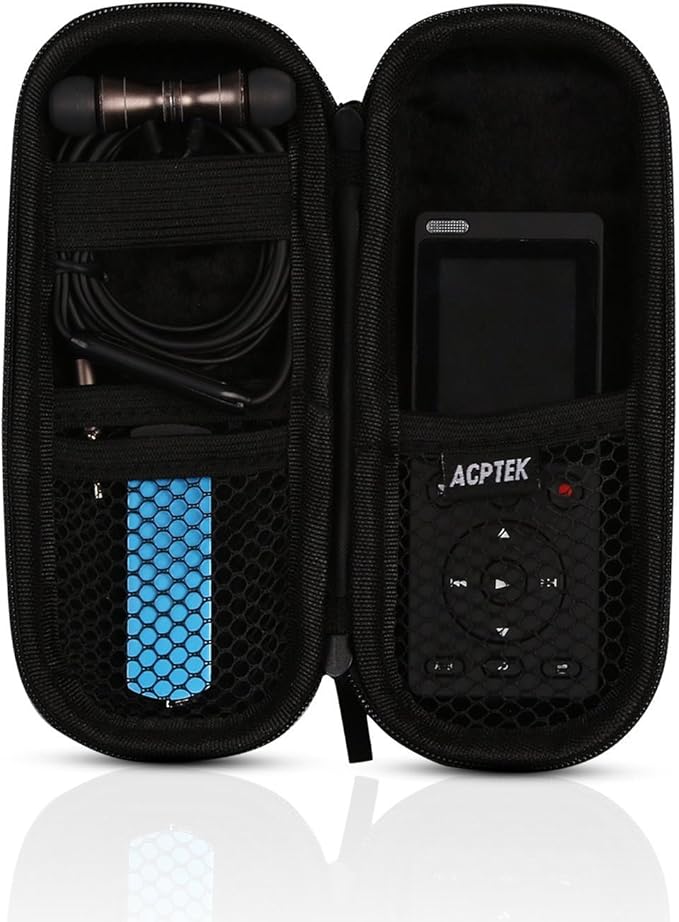 AGPTEK Carrying Case, EVA Zipper Carrying Hard Case Cover for Digital Voice Recorders, MP3 Players, Storage Holder for 3D Printing Pen, USB Cable, Earphones, Memory Cards, U Disk, Black