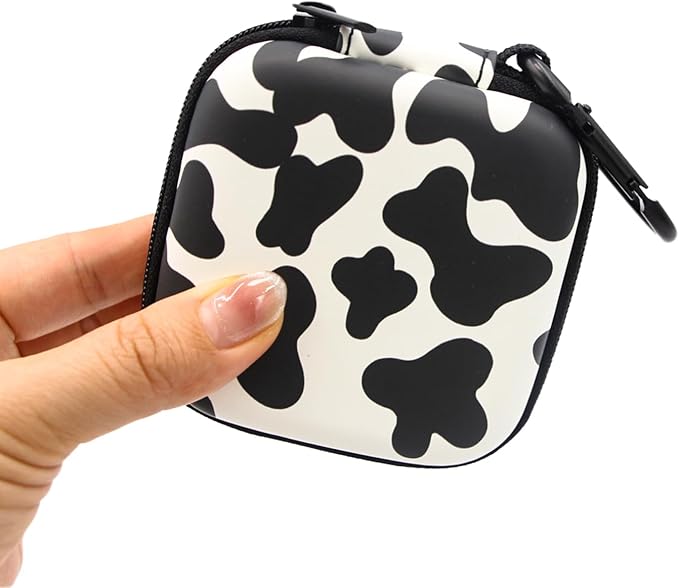 Earbud Case,Headphone Organizer Earbud Storage Bag, Hard EVA Shockproof Cover Carrying Case with Carabiner Clip Compatible with AirPods 4 AirPods Pro 2nd /3/2/1 Bose Galaxy Buds (Cow)