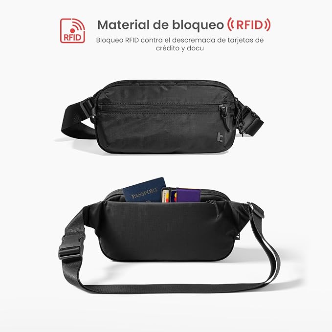 tomtoc 3.5L Sling Bag with RFID Blocking, Crossbody Bag Chest Shoulder Pack for Men and Women, Water-resistant Lightweight Casual Waist Fanny Pack for Travel/Daily Use