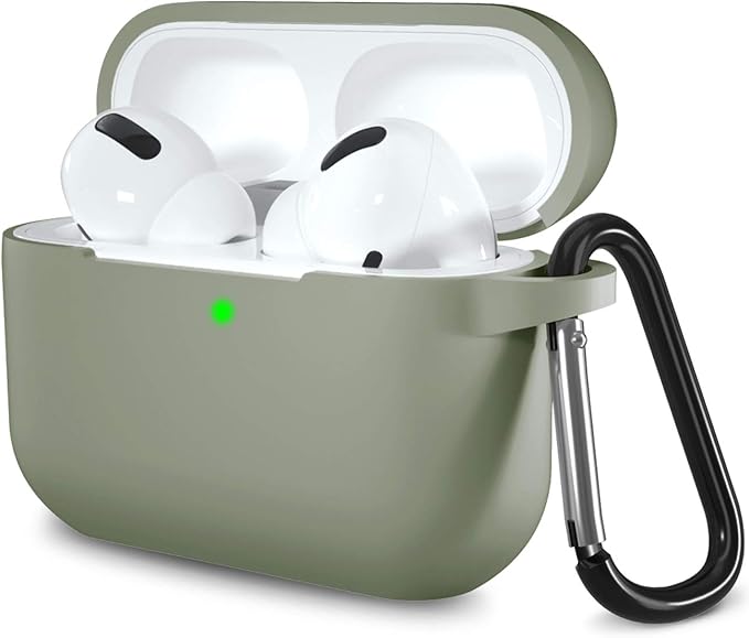 Lerobo Compatible with AirPods Pro Case Cover,Soft Silicone Protective Cases Cover Skin Designed for Apple AirPod Pro 2 Charging Case Women Men with Keychain Front LED Visible,Army Green