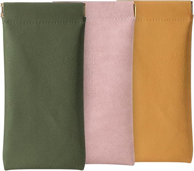 Glasses Cases Soft, Leather Eyeglasses Cases, Squeeze Top Portable Sunglasses Case, PU Glasses Pouch for Men Women