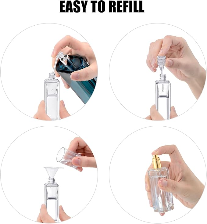 30 ml Glass Spray Bottle, 1 oz Perfume Bottles Empty, Glass Atomizer, Small Travel Atomizer Bottle Refillable (6 PCS, Gold)