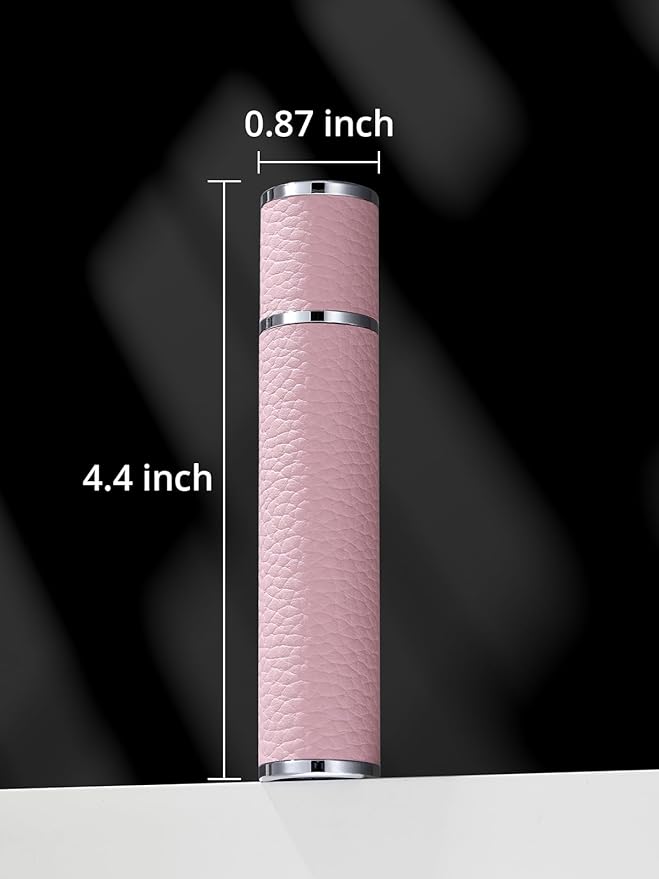 10ML Genuine Leather Atomizer Sprayer for Perfume - Portable Mini Cologne Sprayer for Woman Man - Perfume Travel Refillable Bottle,Travel Essential Fragrance Spray Bottle (Pink)