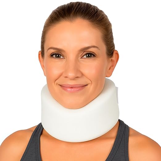 Vive Cervical Collar Neck Brace for Neck Pain and Support for Women & Men - Soft Foam Brace for Pain Relief - Comfortable Corrector Wrap for Posture, Sleeping, Radiculopathy, & Spine (White, 3 inch)