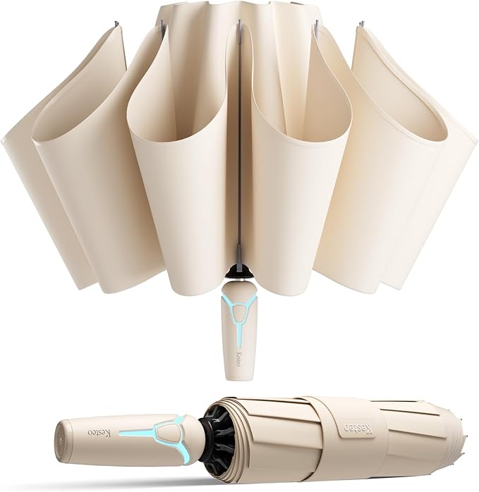 Windproof Travel Umbrella for Rain, Withstand 85MPH Winds, 52 Inch Automatic Reverse Fold Umbrellas Easy Auto Open Close, Portable Compact Umbrella Includes Cover Bag, Perfect for Travel, Car, Commute, Women Men, Backpack
