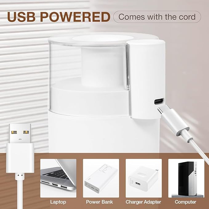 Small Mini Humidifier, USB Desk Cool Mist Humidifier Personal Portable Quiet Table Desktop Humidifiers for Cooling Home Office Car Summer Travel (180ml, White)