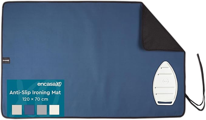 Encasa XO Ironing Mat/Pad Large 48"x28" with Padding, Anti-Slip, Silicone Iron Rest, Steam Press on Tabletop & Bed, Heat Resistant, Portable, Easy to Carry, Cobalt