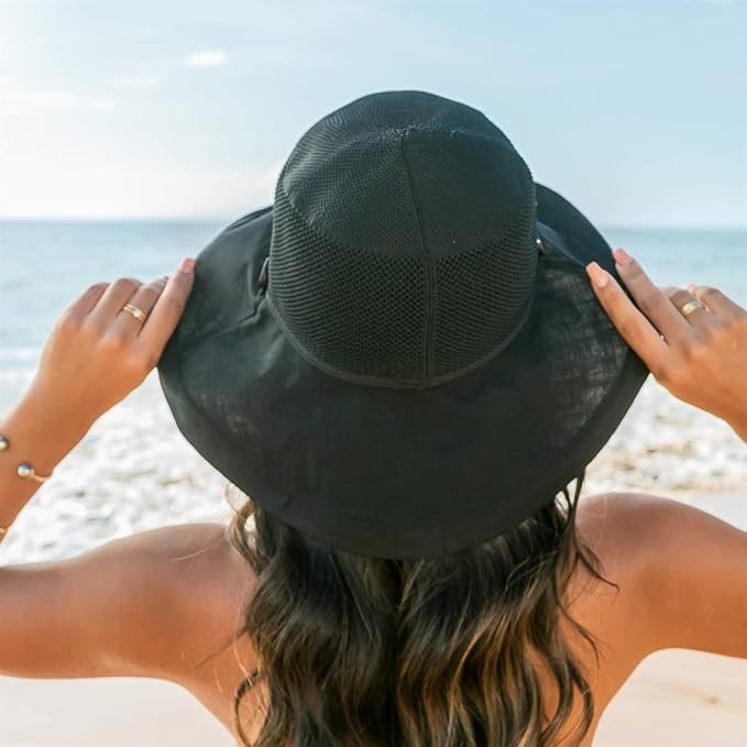 Summer Mesh Sun Hats for Women UV Protection Wide Brim Packable Beach Bucket Hat
