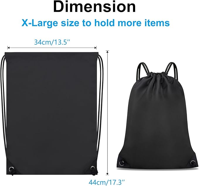 2PCS Drawstring Bags Bulk, String Backpack for Men Women, Cinch Bag Draw String Back Bag for Gym, Sports, Travel, Swimming, Beach, Black