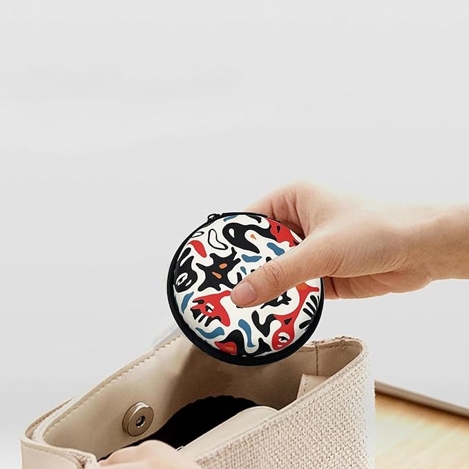 Earbud Case Headphone Organizer Ear Bud Case Portable EVA Carrying Box Storage Bag with Carabiner for AirPods Beats Bose Galaxy Buds 4/3/FE Data Cable Storage (Abstract Painting)