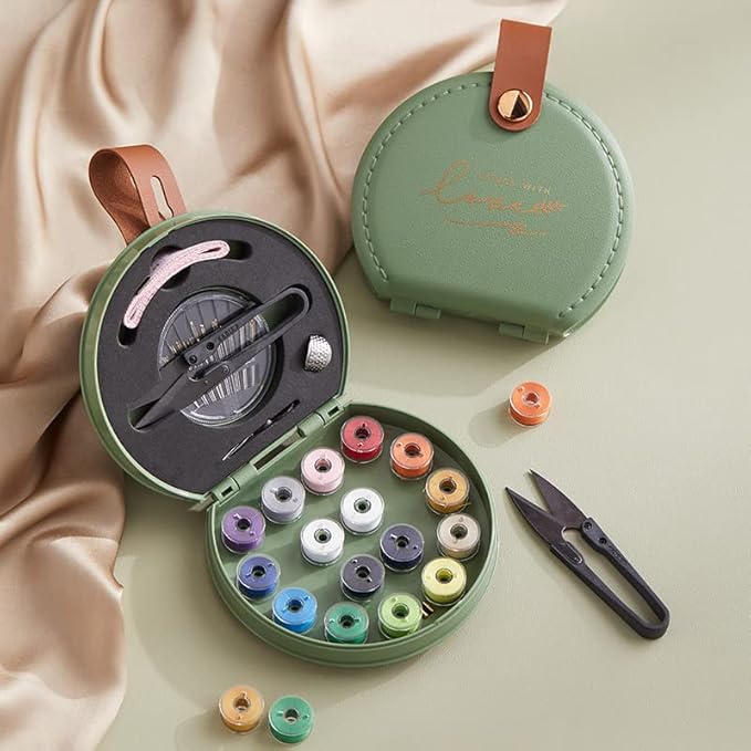 ZUNON Sewing Kit, Travel Mini Sewing Kits for Adults Suppliers Repair Project Kit Needle Family Sewing Thread Accessories Traveler Beginner Emergency Kids DIY Organizer Plastic(Green Sewing kit)