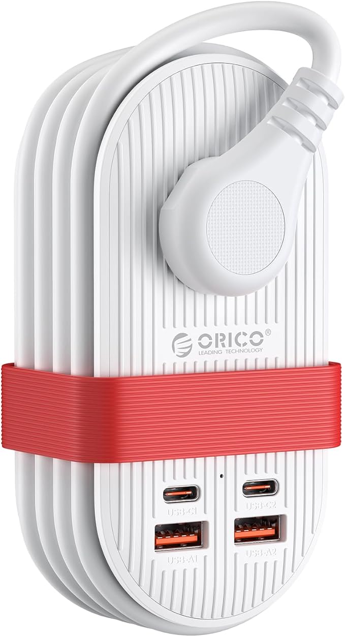 ORICO 22.5W Travel Power Strip, 7 in 1 Charging Station with 3AC, 2 USB-A, 2 USB-C, 4ft Extension Cord, Flat Plug Fashion Essential for Cruise Ship/Travel/Home/Office/Dorm - TK22