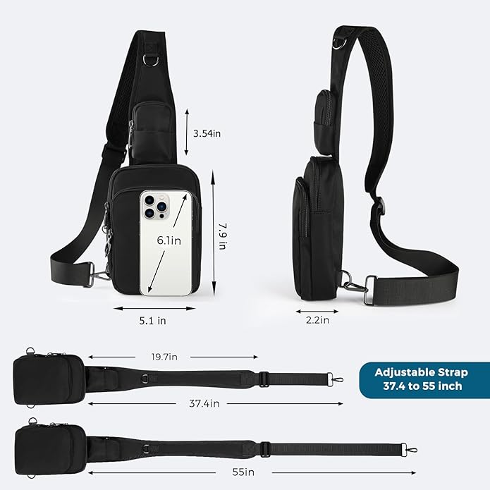 Sling Bag, Crossbody Bag with Zipper Lock, RFID & Water Resistant for Women and Men Small Chest Bag for Travel Casual