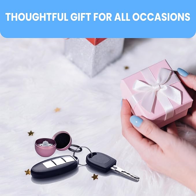 Jewelry Ring Holder Keychain,Portable Travel Sports Ring Keeper Case,Mini Small Versatile Carrying Display Storage Organizer Box With Key Chain (Pink) ﻿