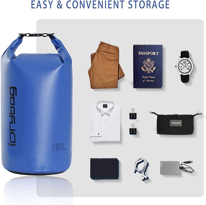 IDRYBAG Dry Bag for Kayaking Waterproof 2L/5L/10L/15L/20L, Small Dry Sack Waterproof Bag for Boating