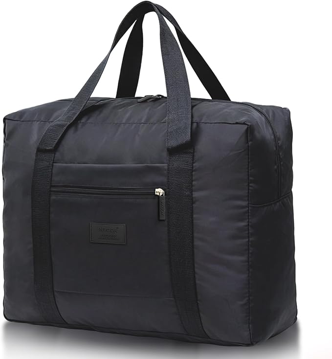 Travel Duffel Bag Lightweight Foldable Travel Bag for Women and Men Waterproof Tote Carry On Luggage Bag Weekender Overnight Bag (Black)