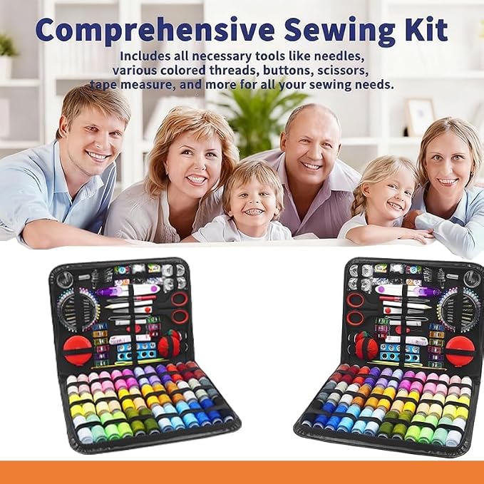 Premium Sewing Kit for Adults, Portable with Complete Sewing Supplies, Sewing Thread, Needle Threaders, Hand Sewing Kit & Needle and Thread Kit for Travel & Home Repair