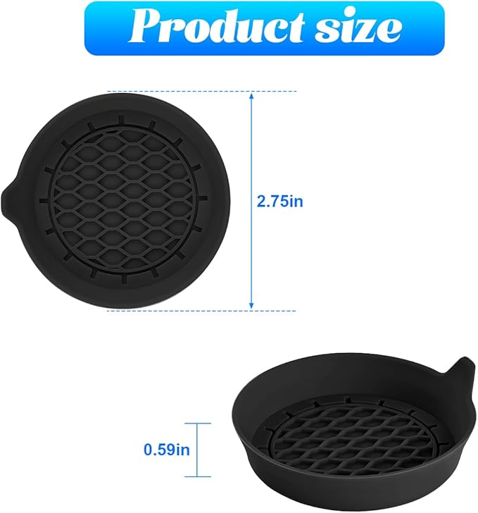 Zpana 4PCS Car Cup Holder Coasters, Silicone Non-Slip Vehicle Cup Recessed Mats, Sift-Proof Automotive Interior Drink Insert Decor Accessories, Universal for SUV, Sedan, Truck (Black)