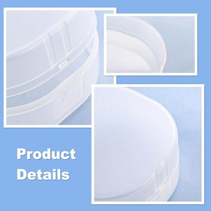 Plastic Cotton Round Holder Cosmetic Cotton PadHolder Multiple Colors Portable Travel and SealedSuitable for Makeup Remover BallsBeads 4 Pack (Whitish-Transparent)
