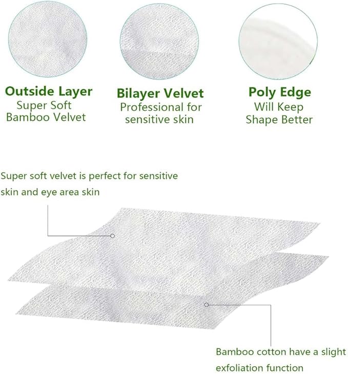 Reusable Cotton Rounds, 100% Natural Bamboo Cotton Pads for Face|Reusable Makeup Remover Pads with Laundry Bag,Headband and Cotton Round Holder (Beige)