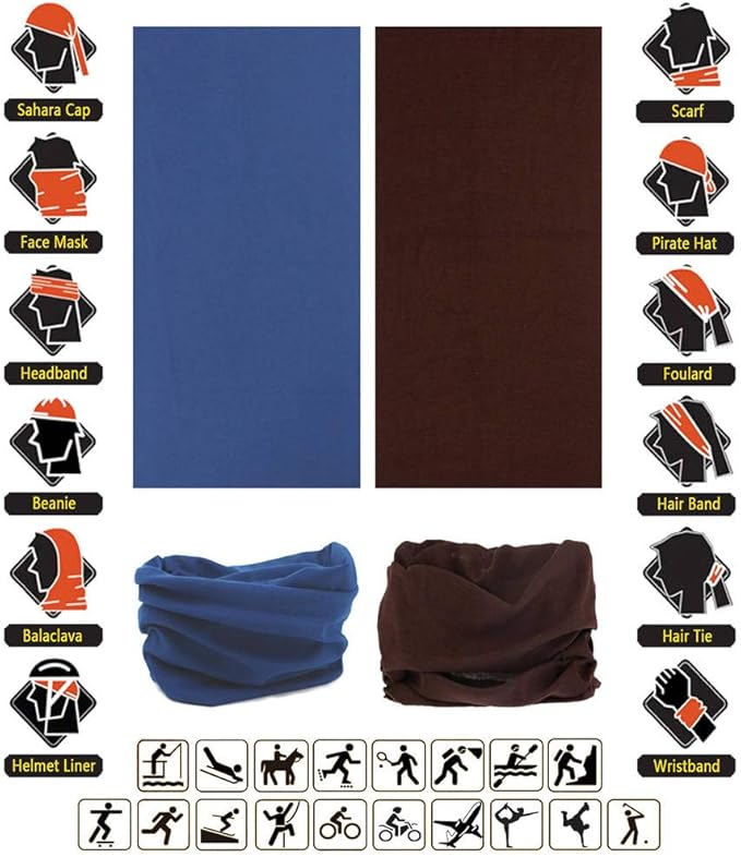 VANCROWN Headband Neck Gaiter Head Wrap Headwear Face Mask Magic Scarf Bandana for Men and Women