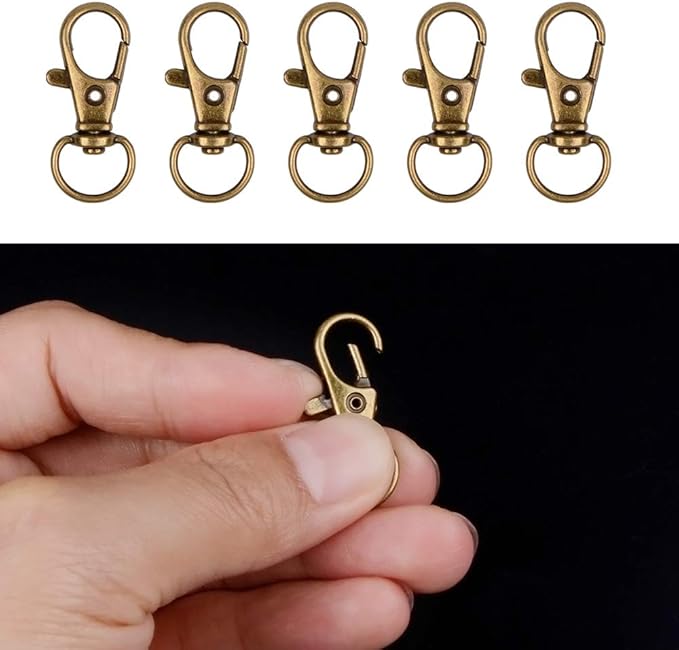 HXSEMAYIG 100PCS Keychain Hooks with Key Rings,.Metal Swivel Lobster Claw Clasps, for Keychain Clip Lanyard, Jewelry Making, Crafts (Green Bronze)