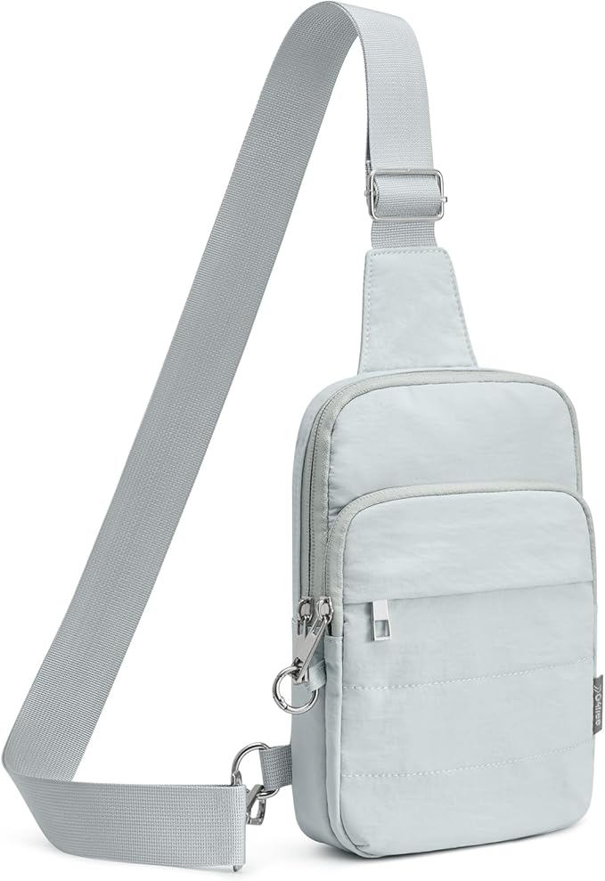 G4Free Small Sling Bag for Women, Anti Theft RFID Blocking Mini Crossbody Purse for Travel, Light Blue Gray